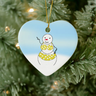 Ornamento De Cerâmica Bombeiros de neve da época do biquíni Garota de bi