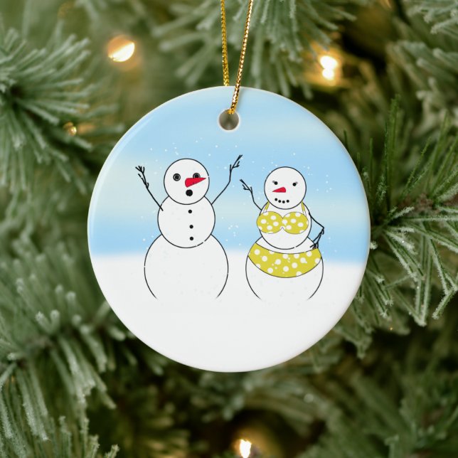 Ornamento De Cerâmica Bombeiros de neve de biquíni (Árvore)