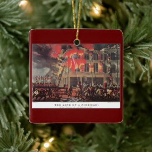 Ornamento De Cerâmica Bombeiros do negócio do vintage, bombeiro dos