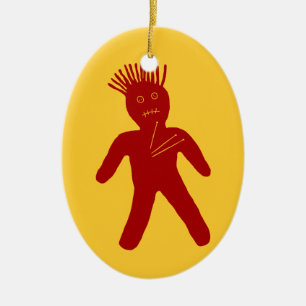 Ornamento De Cerâmica Boneca de Voodoo Vermelha Sanguínea