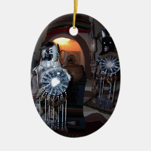 Ornamento De Cerâmica Bonecas de Kachina do nativo americano (Frente)