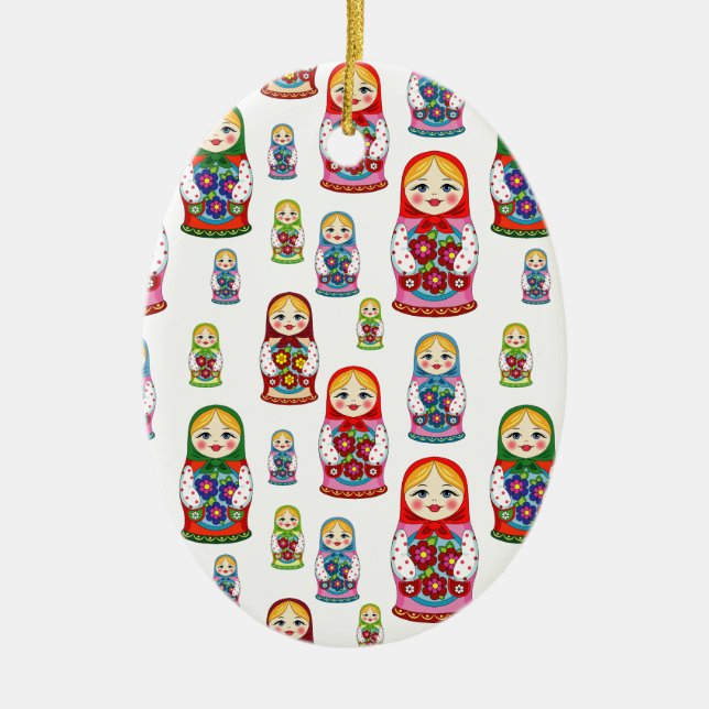 Ornamento De Cerâmica bonecas russas (Frente)