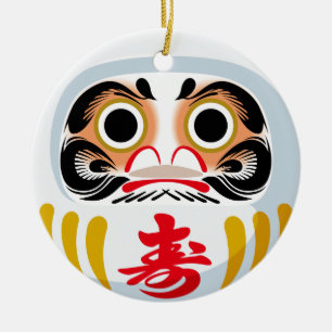 Ornamento De Cerâmica Boneco Daruma (amuleto tradicional japonês de boa 