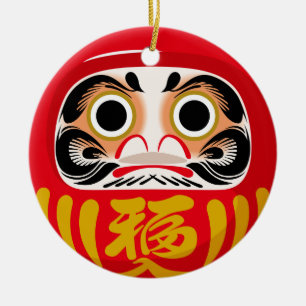 Ornamento De Cerâmica Boneco Daruma (amuleto tradicional japonês de boa 