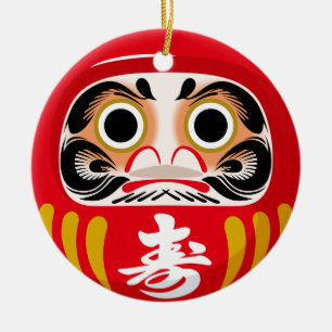 Ornamento De Cerâmica Boneco Daruma (amuleto tradicional japonês de boa