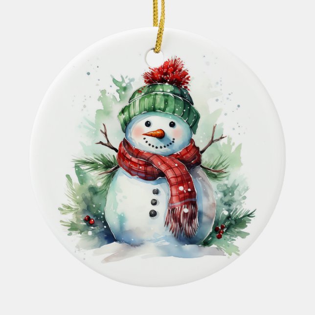 Ornamento De Cerâmica Boneco de neve (Frente)
