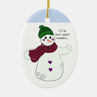 Ornamento De Cerâmica Boneco de Neve Acenando com Dizer