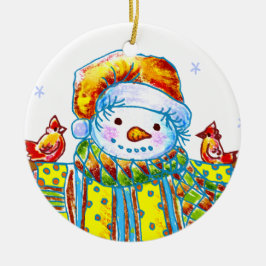 Ornamento De Cerâmica Boneco de Neve Birdman 