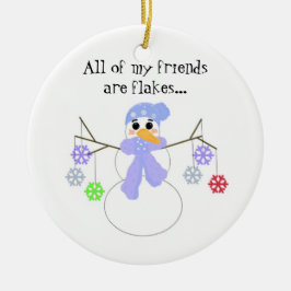 Ornamento De Cerâmica Boneco de Neve com Amigos Flocos