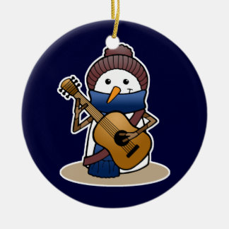 Ornamento De Cerâmica Boneco de neve com guitarra