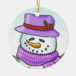Ornamento De Cerâmica Boneco de Neve Congelado 