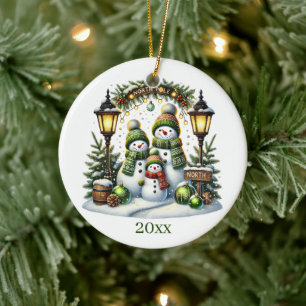 Ornamento De Cerâmica Boneco de neve de Natal festivo adiciona ano & Men