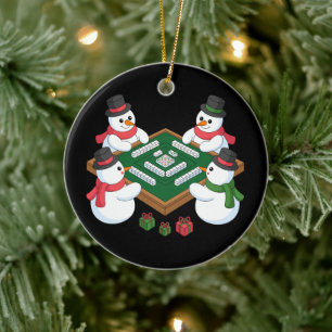 Ornamento De Cerâmica Boneco de Neve de Natal Mahjong Jogo Mesa Xmas Fér