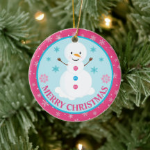 Boneco de Neve de Natal Rosa e Azul