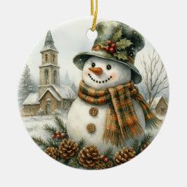 Ornamento De Cerâmica Boneco de Neve de Natal Vintage