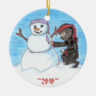 Ornamento De Cerâmica Boneco de neve de Ninja