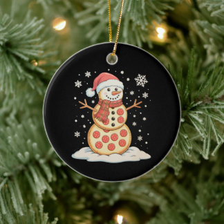 Ornamento De Cerâmica Boneco de Neve de Pizza Chapéu do Papai Noel Natal