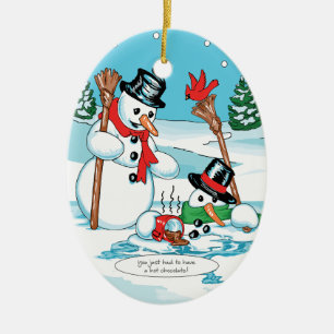 Ornamento De Cerâmica Boneco de neve engraçado com desenhos animados do
