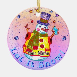 Ornamento De Cerâmica Boneco de Neve Estrela
