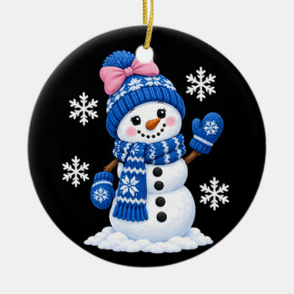 Ornamento De Cerâmica Boneco de Neve Feminino Natal Meninas Arco 