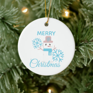 Ornamento De Cerâmica Boneco de Neve Flocos de Neve Natal Caprichoso