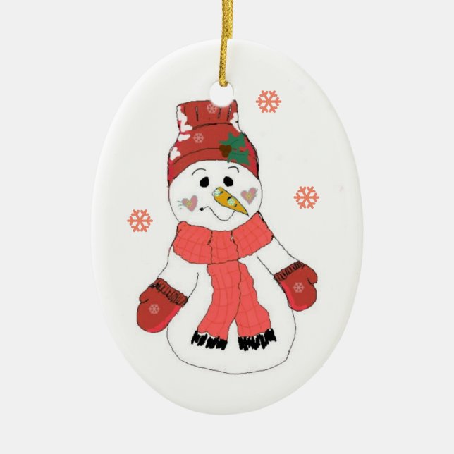 Ornamento De Cerâmica Boneco de Neve Fofo (Frente)
