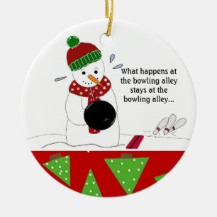Ornamento De Cerâmica Boneco de Neve Jogador de Boliche