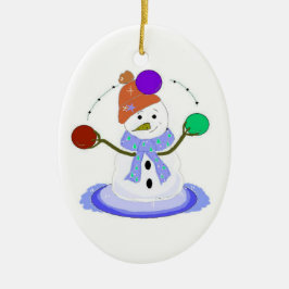 Ornamento De Cerâmica Boneco de Neve Malabarista