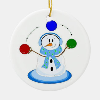 Ornamento De Cerâmica Boneco de Neve Malabarista
