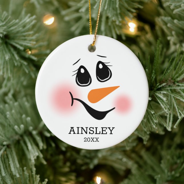 Ornamento De Cerâmica Boneco de Neve Personalizado (Árvore)