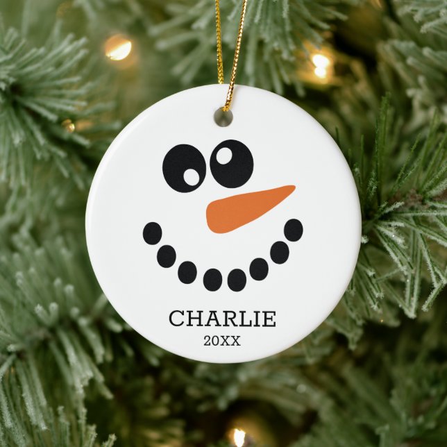Ornamento De Cerâmica Boneco de Neve Personalizado (Árvore)