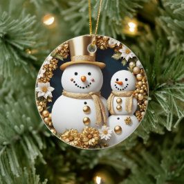 Ornamento De Cerâmica Boneco de Neve Primeiro Ano de Casado Efeito 3D NÃ