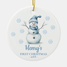 Ornamento De Cerâmica Boneco de Neve Primeiro Natal do Bebê Personalizad