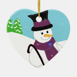 Ornamento De Cerâmica Boneco de Neve Sorridente