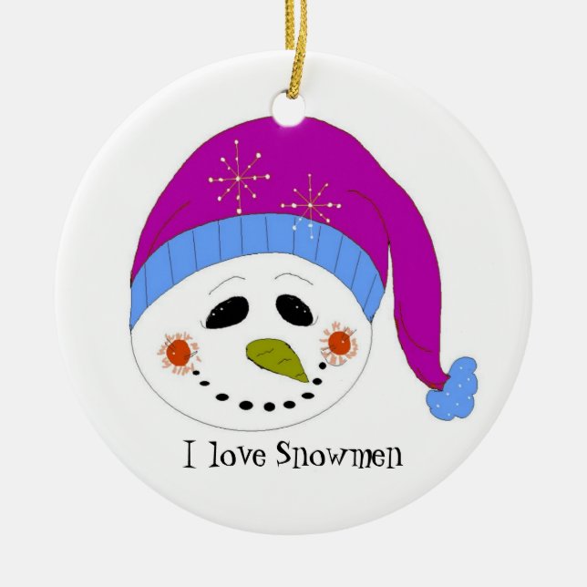Ornamento De Cerâmica Boneco de Neve Sorridente (Frente)