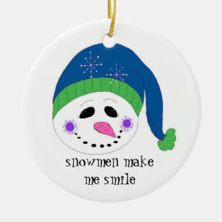 Ornamento De Cerâmica Boneco de Neve Sorridente