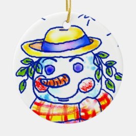 Ornamento De Cerâmica Boneco de Neve Twinkle nome personalizado