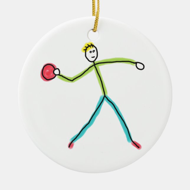 Ornamento De Cerâmica Boneco de Palito do Dodgeball (Frente)
