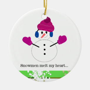 Ornamento De Cerâmica Bonecos de Neve Derretem Meu Coração