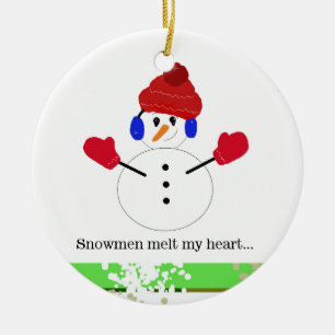 Ornamento De Cerâmica Bonecos de Neve Derretem Meu Coração