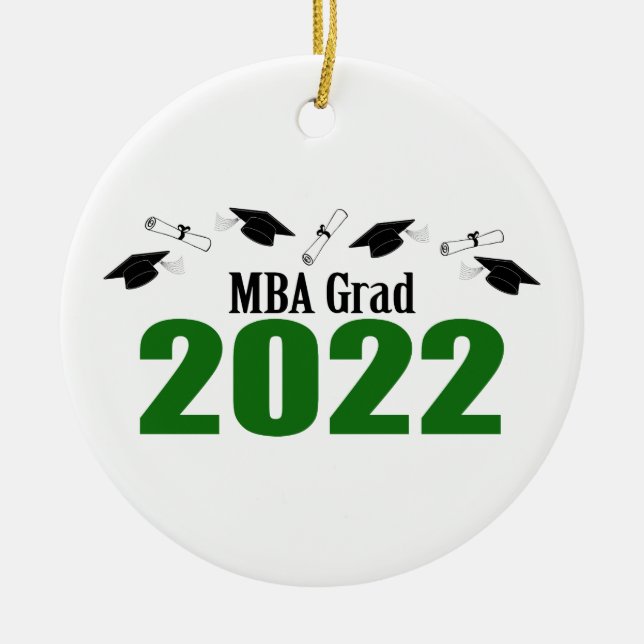 Ornamento De Cerâmica Bonés E Diplomas Da MBA 2022 (Verde) (Frente)