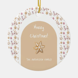 Ornamento De Cerâmica Bonita Aquarela Inverno Brilhante Cookies Snowman