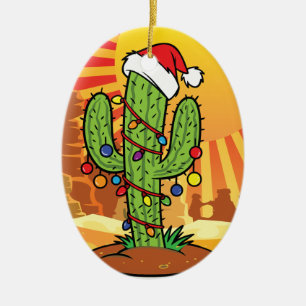 Ornamento De Cerâmica Bonita Arizona de Natal Saguaro Cactus