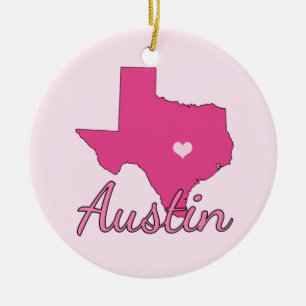 Ornamento De Cerâmica Bonita Austin Texas Girl rosa