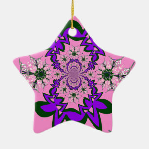 Ornamento De Cerâmica Bonita Bebê Rosa Floral Roxo-Forte Arte-Motif