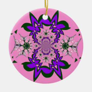 Ornamento De Cerâmica Bonita Bebê Rosa Floral Roxo-Forte Arte-Motif