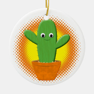 Ornamento De Cerâmica Bonita Cartoon Cactus Natal