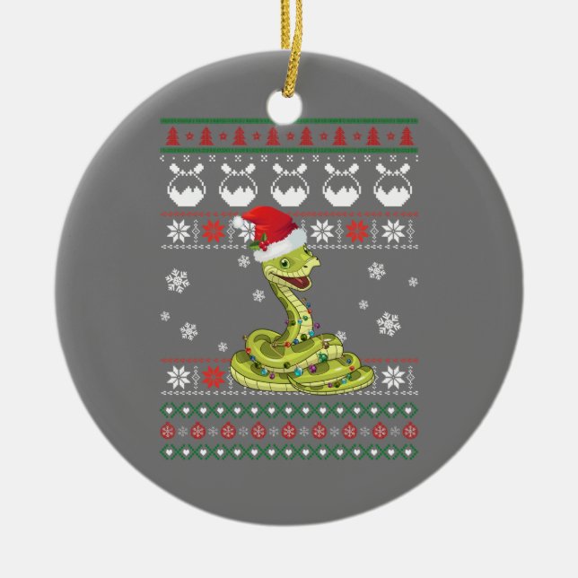 Ornamento De Cerâmica Bonita Cobra Feia Doce Natal Luz Pajama (Frente)