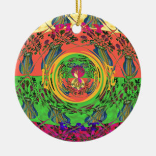 Ornamento De Cerâmica Bonita e Bonita Impressão de Arte Floral