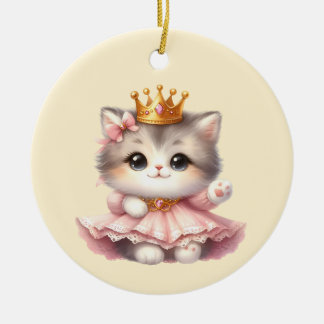 Ornamento De Cerâmica Bonita e pequena Princesa Kitten
